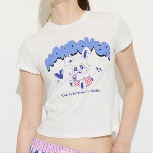 STRADIVARIUS | Handover Women's White Ex Boyfriends Boxers Short Sleeved Tee